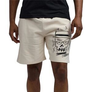Reason Walter White Skull Graphic Fleece Shorts Men’s Large Cream Beige